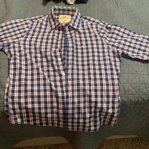 Hollister button down red, white & black strips